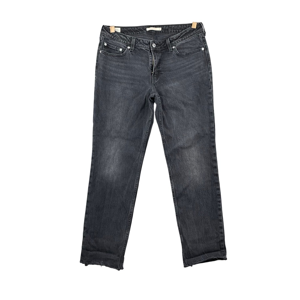 Levi's Low Pitch‎ Straight Jeans Womens 31 Black Denim Frayed Raw Hem Low Rise